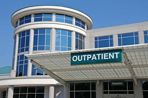 Outpatient Sign over a Hospital Outpatient Services Entrance